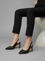 Women's Architectural Gold-Accent Slingback Pumps