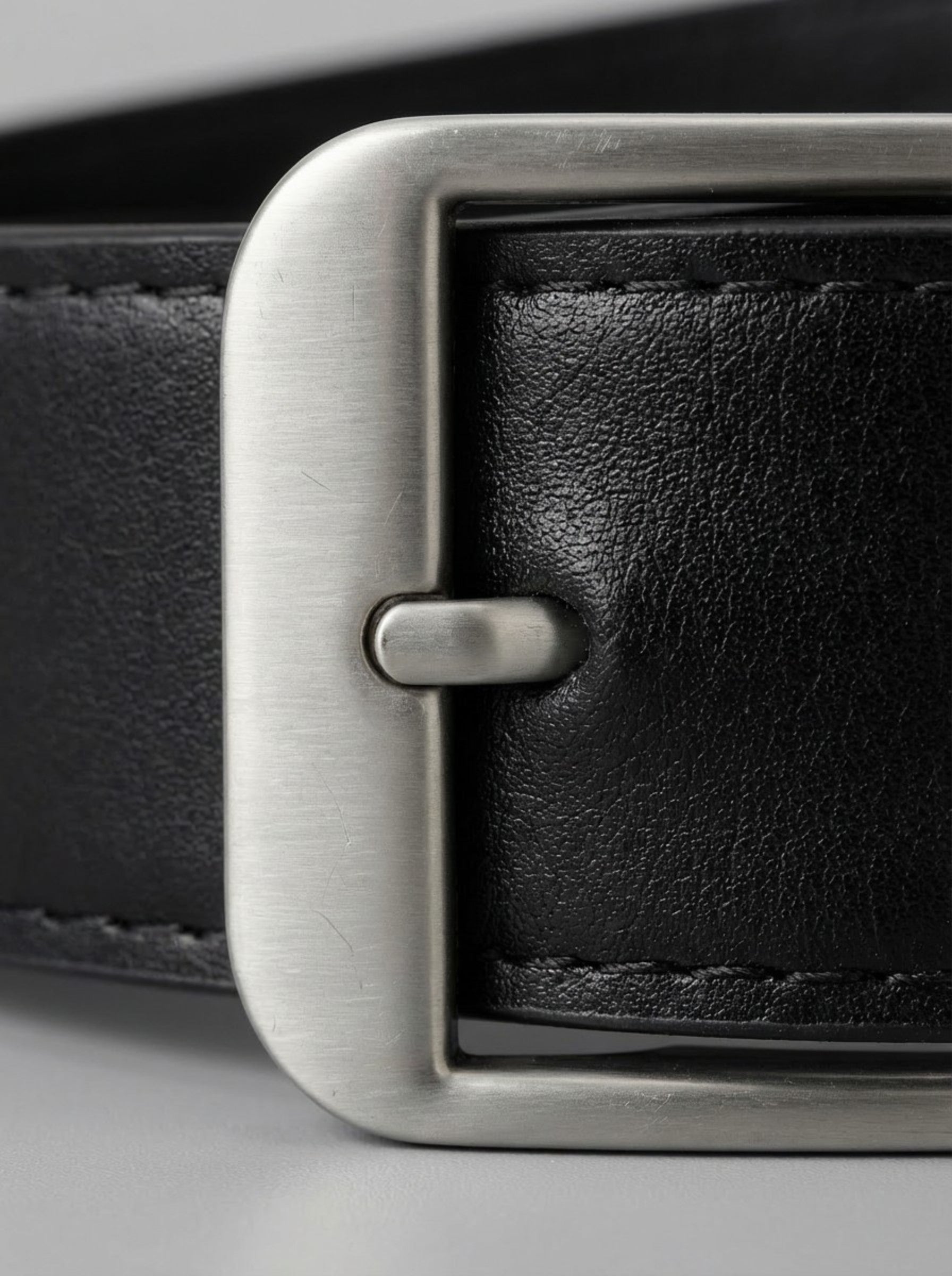 Men's Essential Leather Dress Belt — Brushed Silver Edition