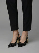 Women's Architectural Gold-Accent Slingback Pumps