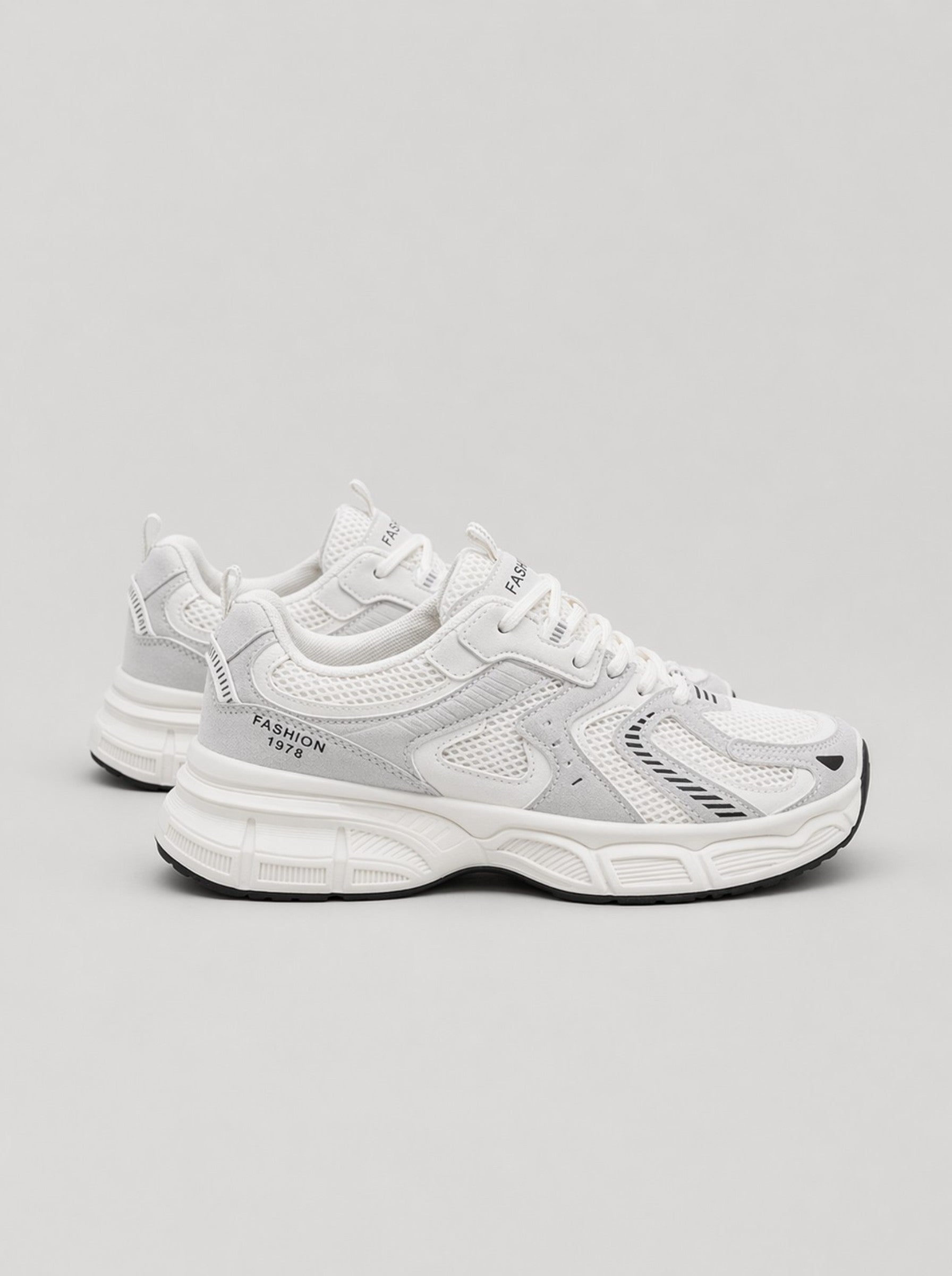 Women's Retro Chunky Mesh Sneakers - White/Grey