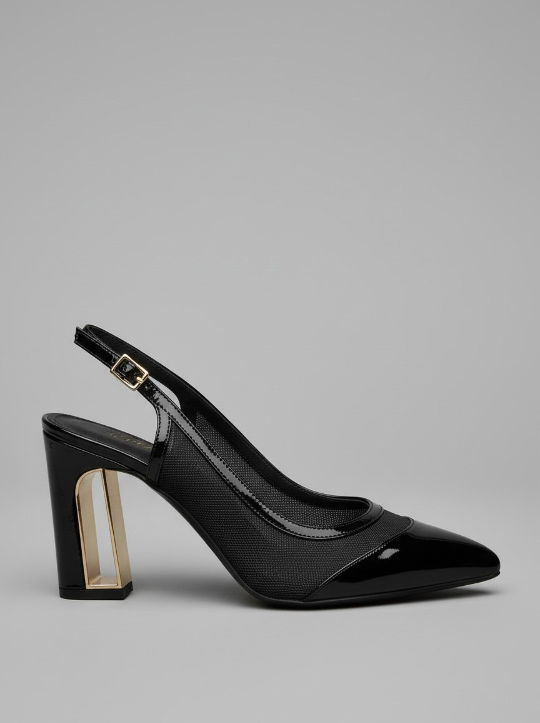 Women's Architectural Gold-Accent Slingback Pumps
