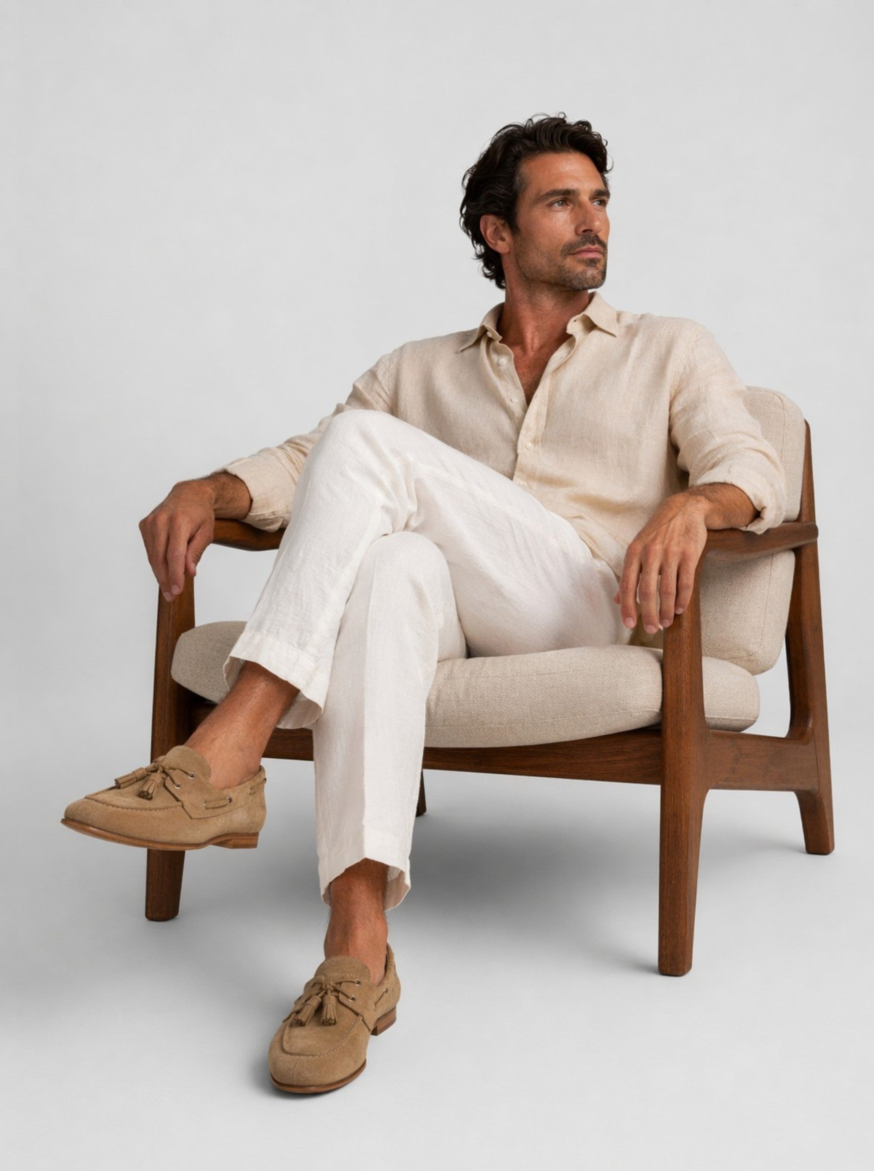 Men's Sand Suede Tassel Moccasins — Riviera Edition