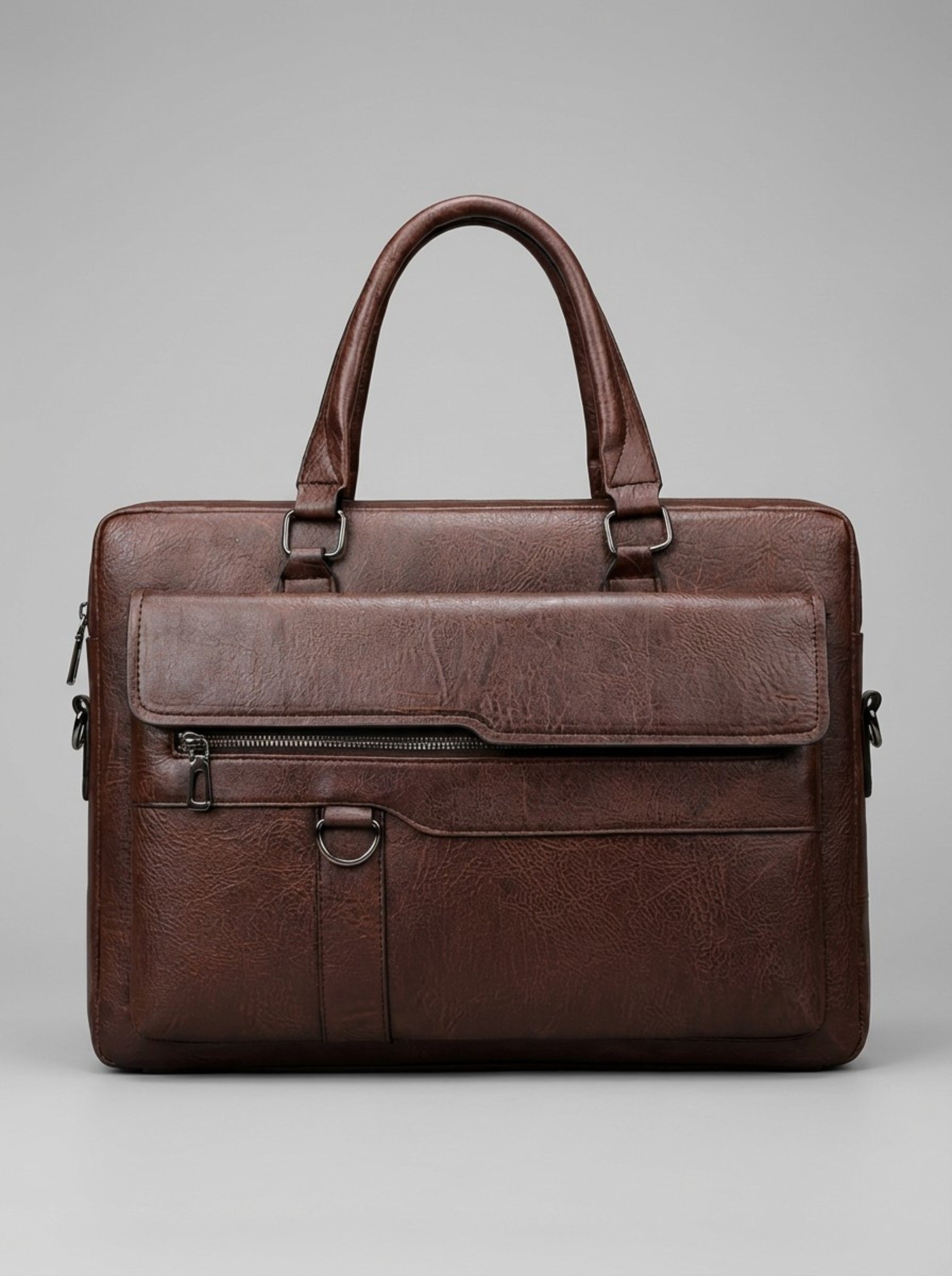 Men's Vintage Distressed Leather Business Briefcase — Espresso Coffee