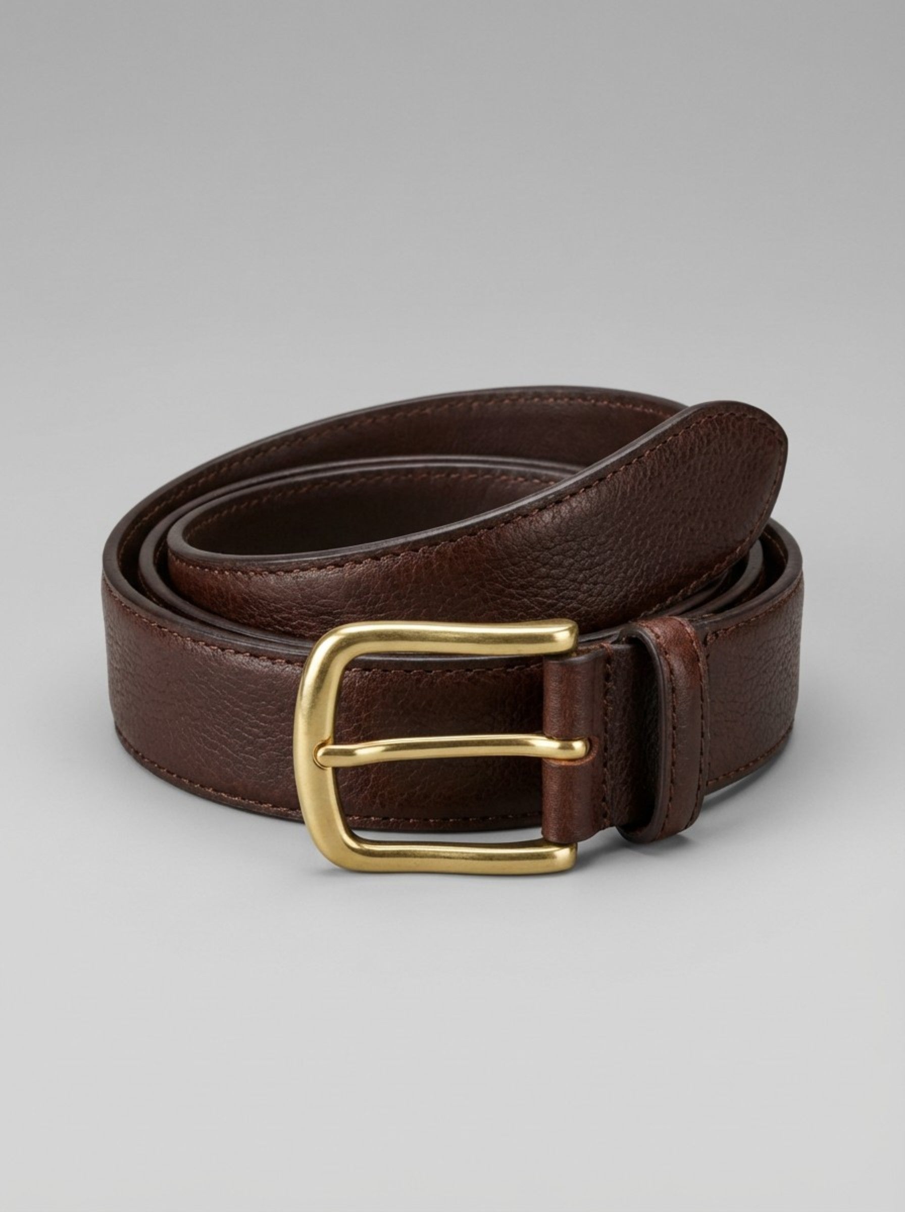 Men's Heritage Pebbled Leather Belt — Espresso & Brass