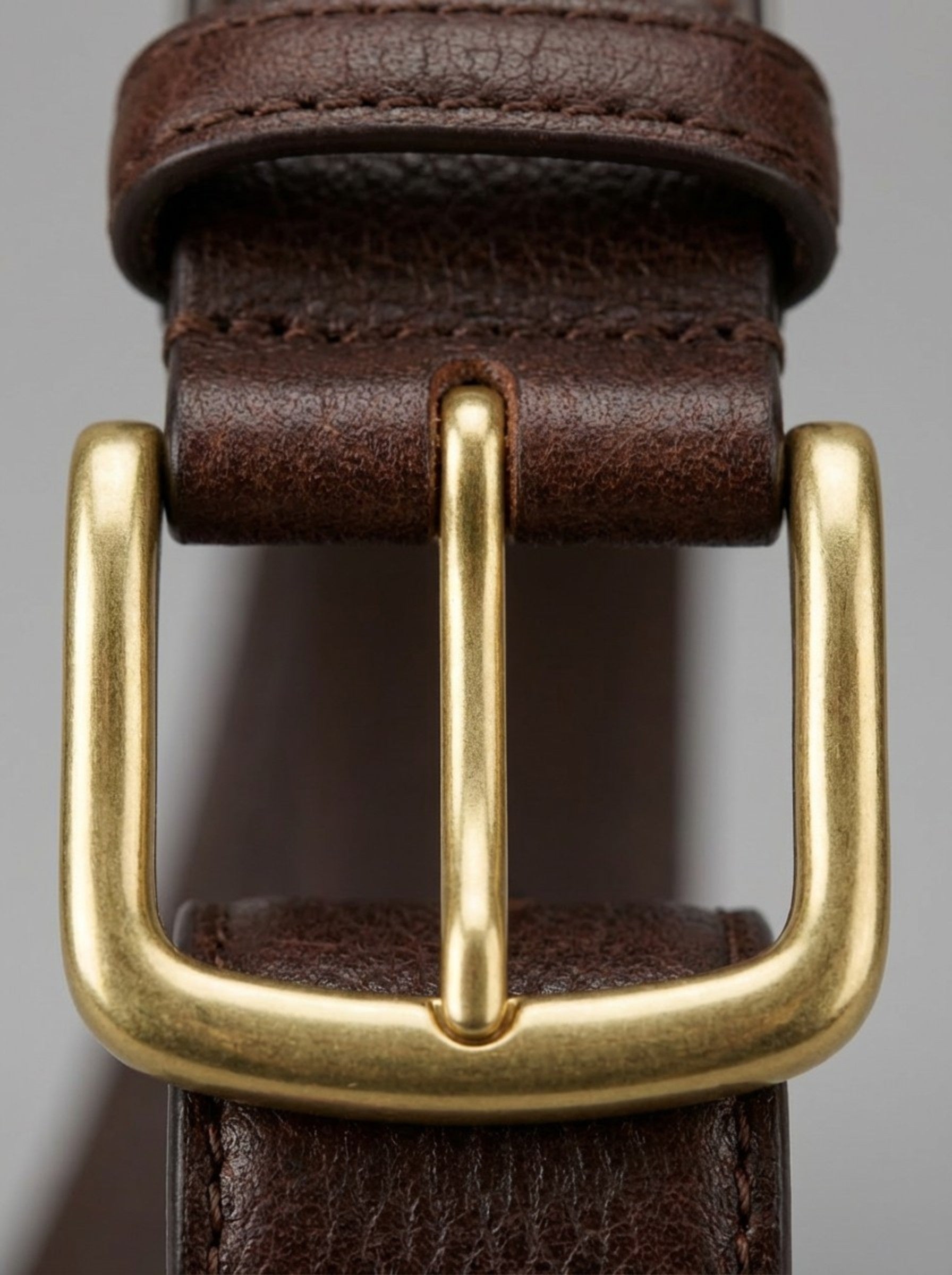 Men's Heritage Pebbled Leather Belt — Espresso & Brass