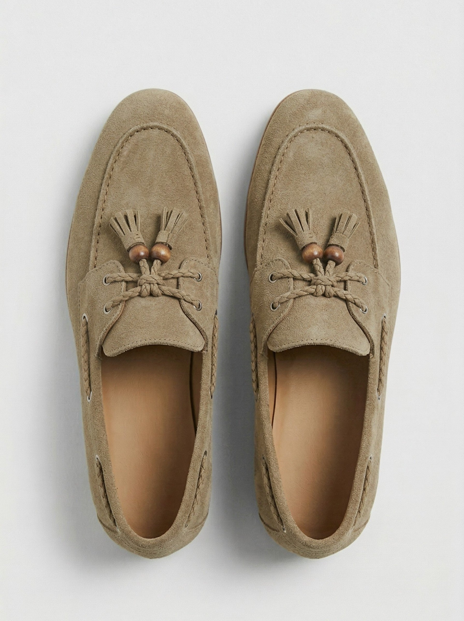 Men's Sand Suede Tassel Moccasins — Riviera Edition