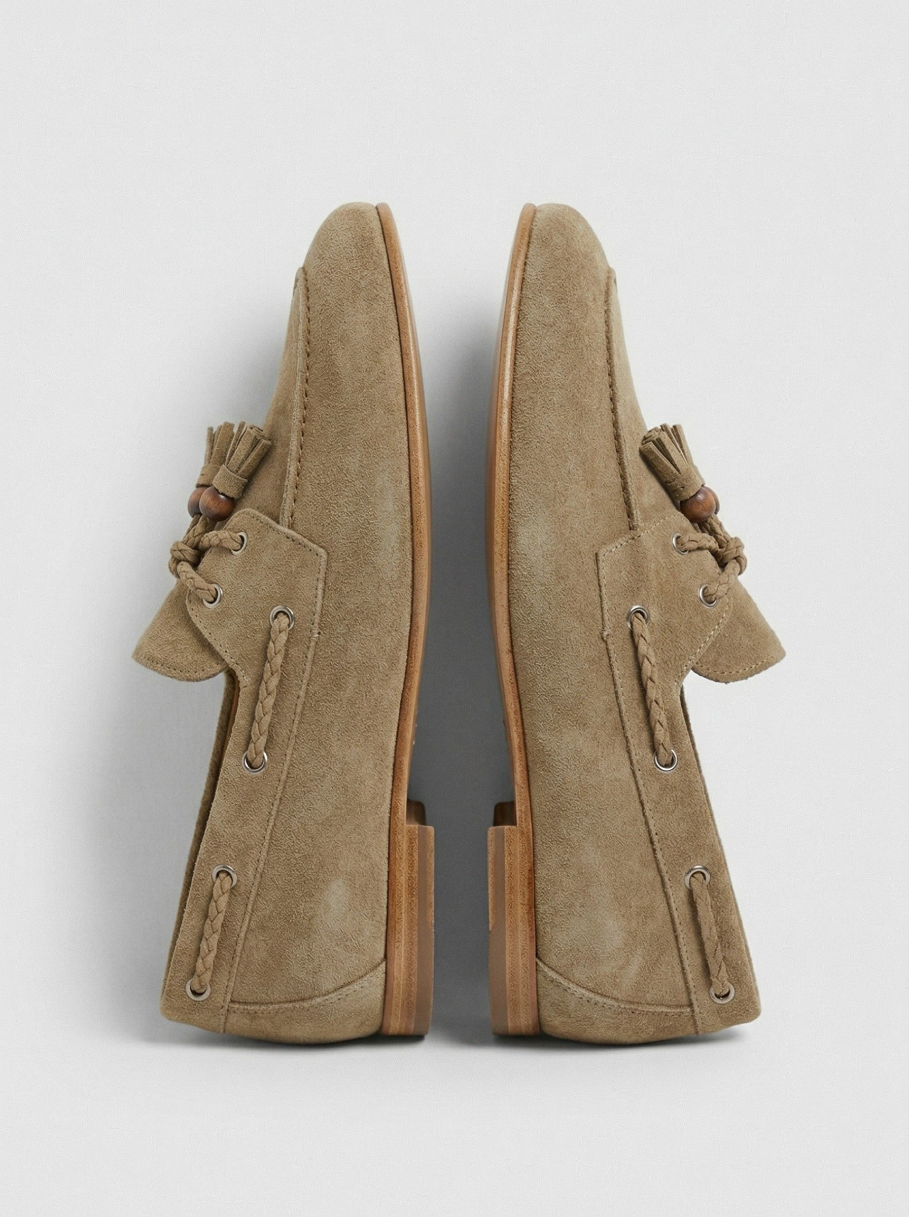 Men's Sand Suede Tassel Moccasins — Riviera Edition