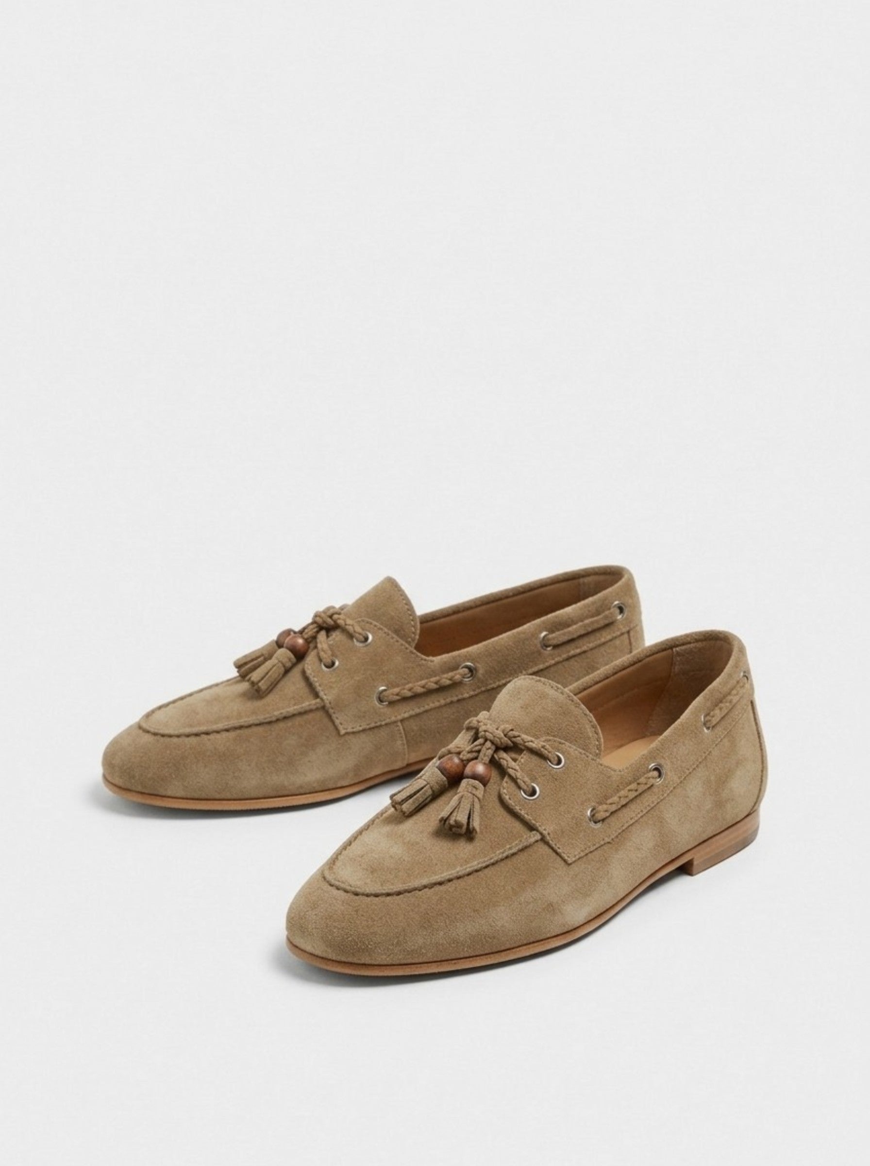 Men's Sand Suede Tassel Moccasins — Riviera Edition