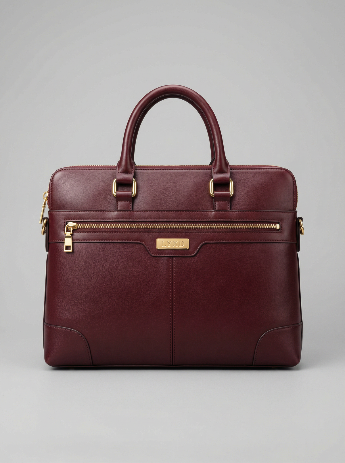 Men's Professional Slim Briefcase "LYXD" — Burgundy & Gold Edition