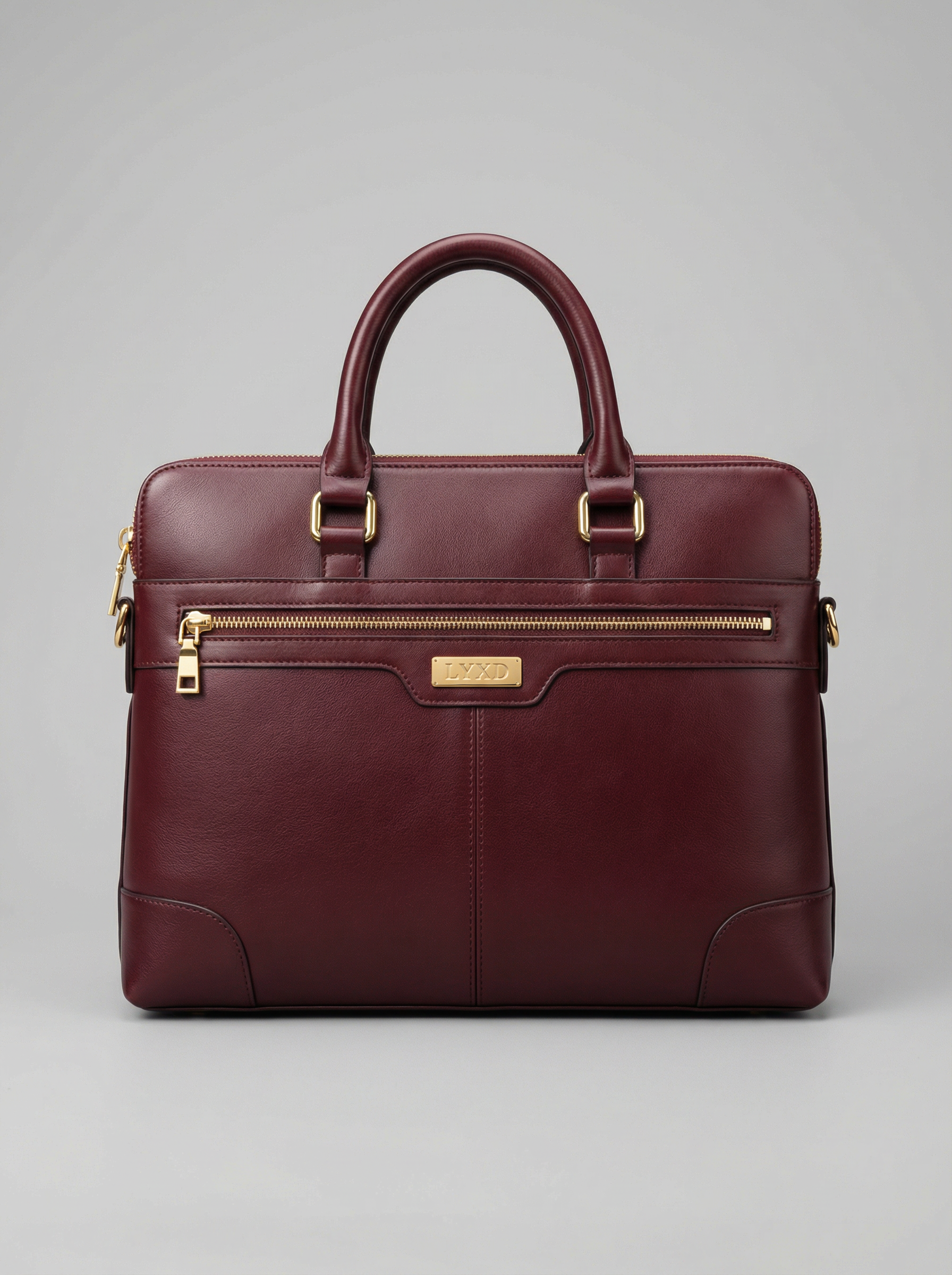Men's Professional Slim Briefcase "LYXD" — Burgundy & Gold Edition