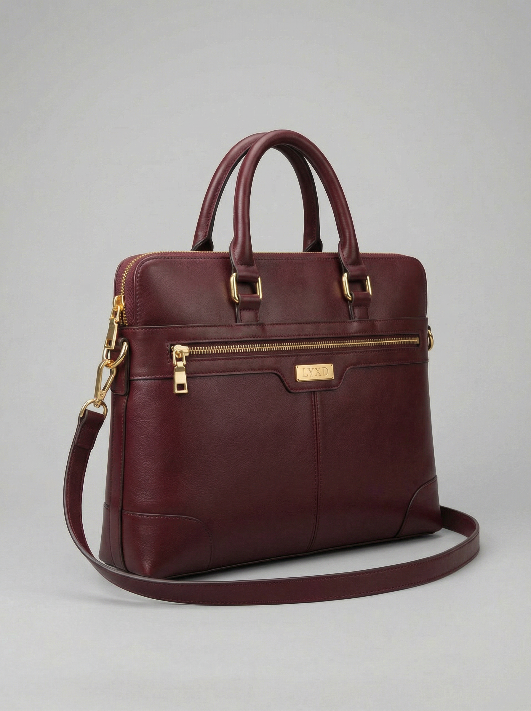 Men's Professional Slim Briefcase "LYXD" — Burgundy & Gold Edition