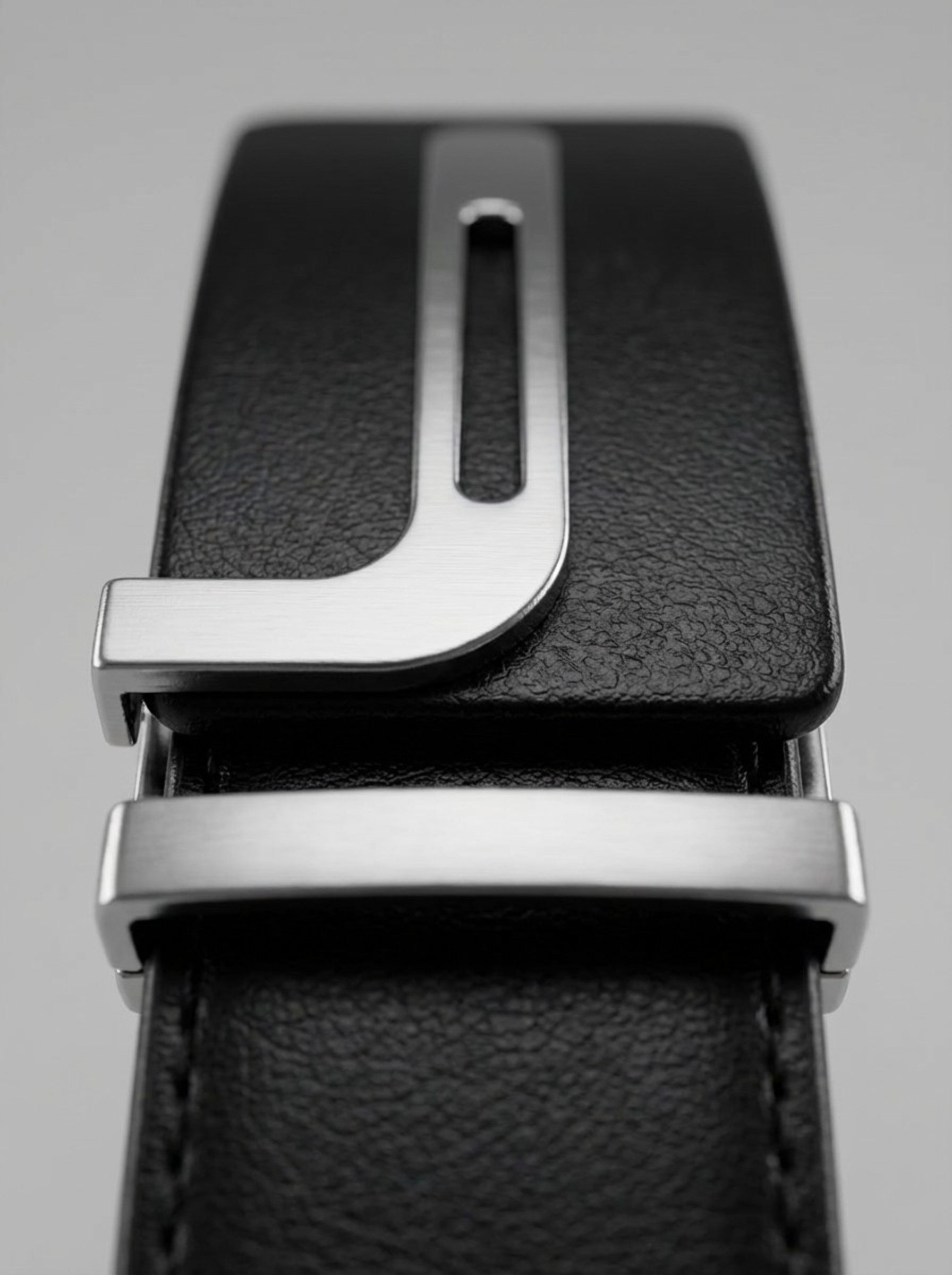 Men's Precision-Fit Automatic Leather Belt — "Tech-Minimalist" Silver Edition