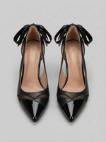 Women's Sculptural Bow-Edition Pointed Pumps — Noir