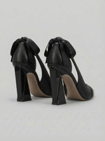 Women's Sculptural Bow-Edition Pointed Pumps — Noir