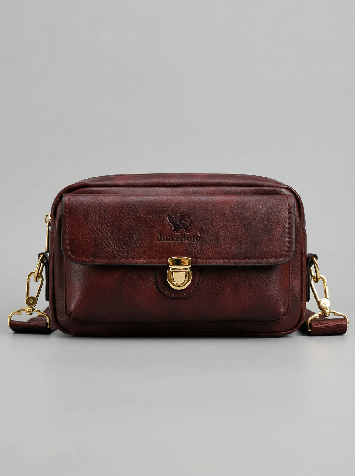 Men's Compact "JunzBolo" Messenger Bag — Distressed Burgundy