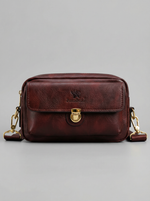 Men's Compact "JunzBolo" Messenger Bag — Distressed Burgundy