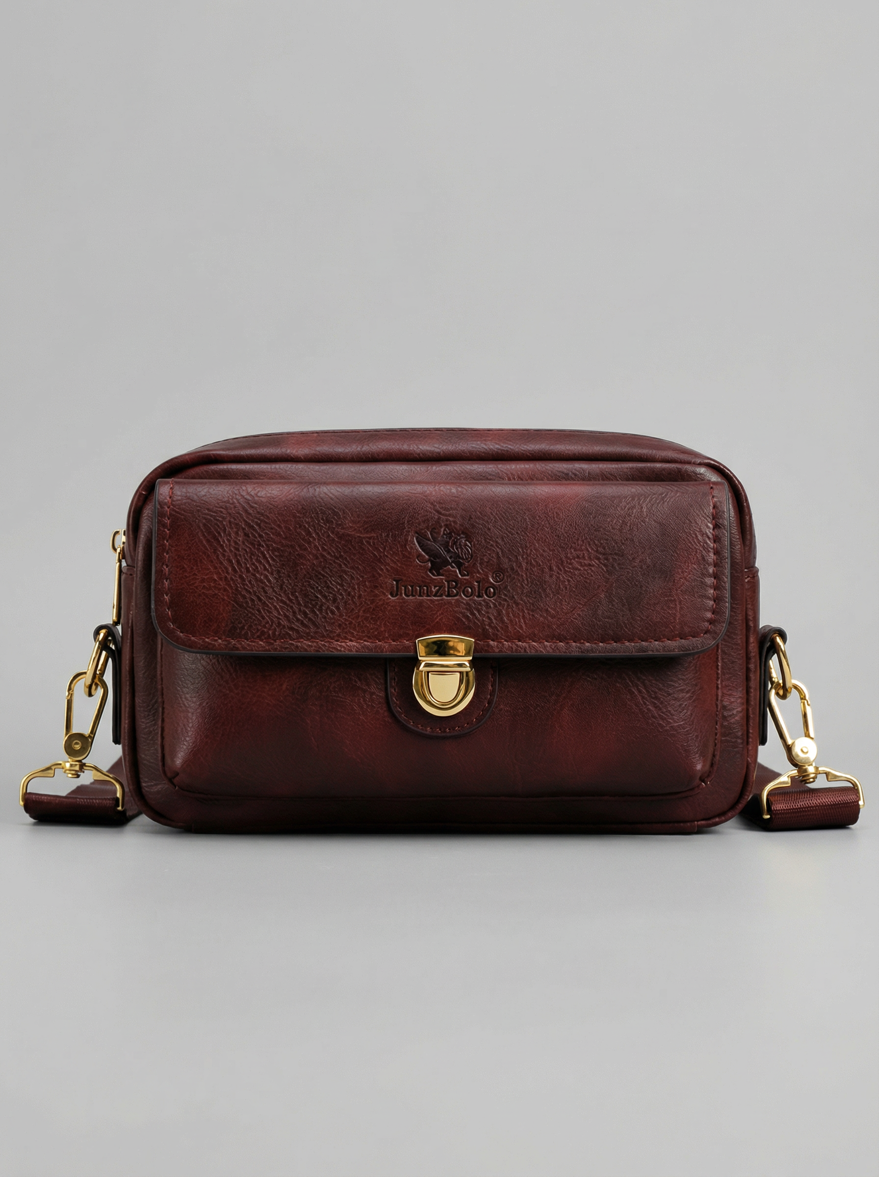 Men's Compact "JunzBolo" Messenger Bag — Distressed Burgundy