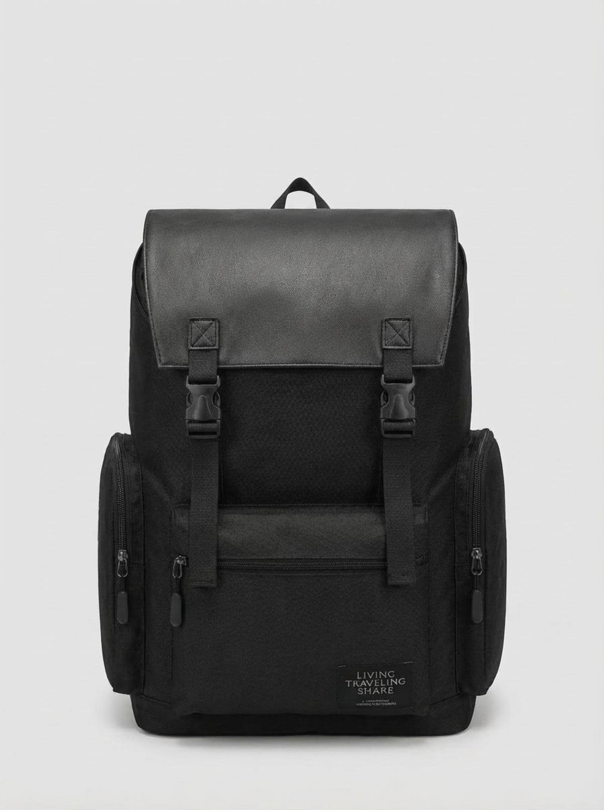 Men's Urban Flap Backpack "Living Traveling Share" — Black