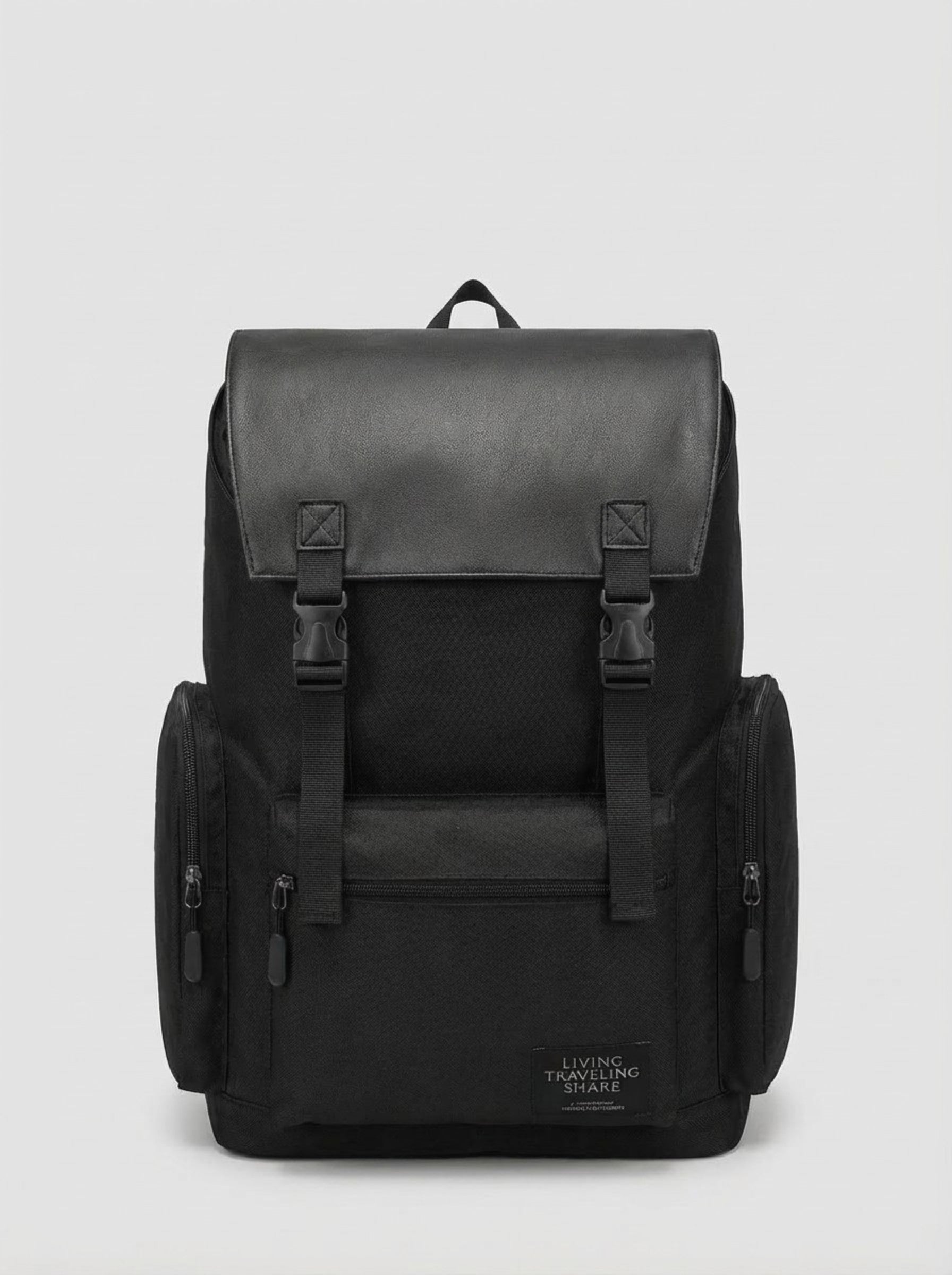 Men's Urban Flap Backpack "Living Traveling Share" — Black