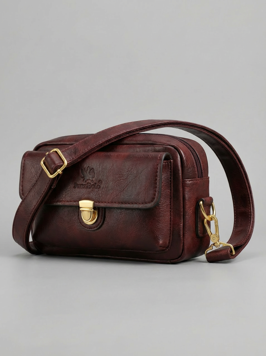 Men's Compact "JunzBolo" Messenger Bag — Distressed Burgundy