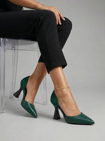Women's Emerald Sculptural d'Orsay Pumps — Leather & Suede Mix