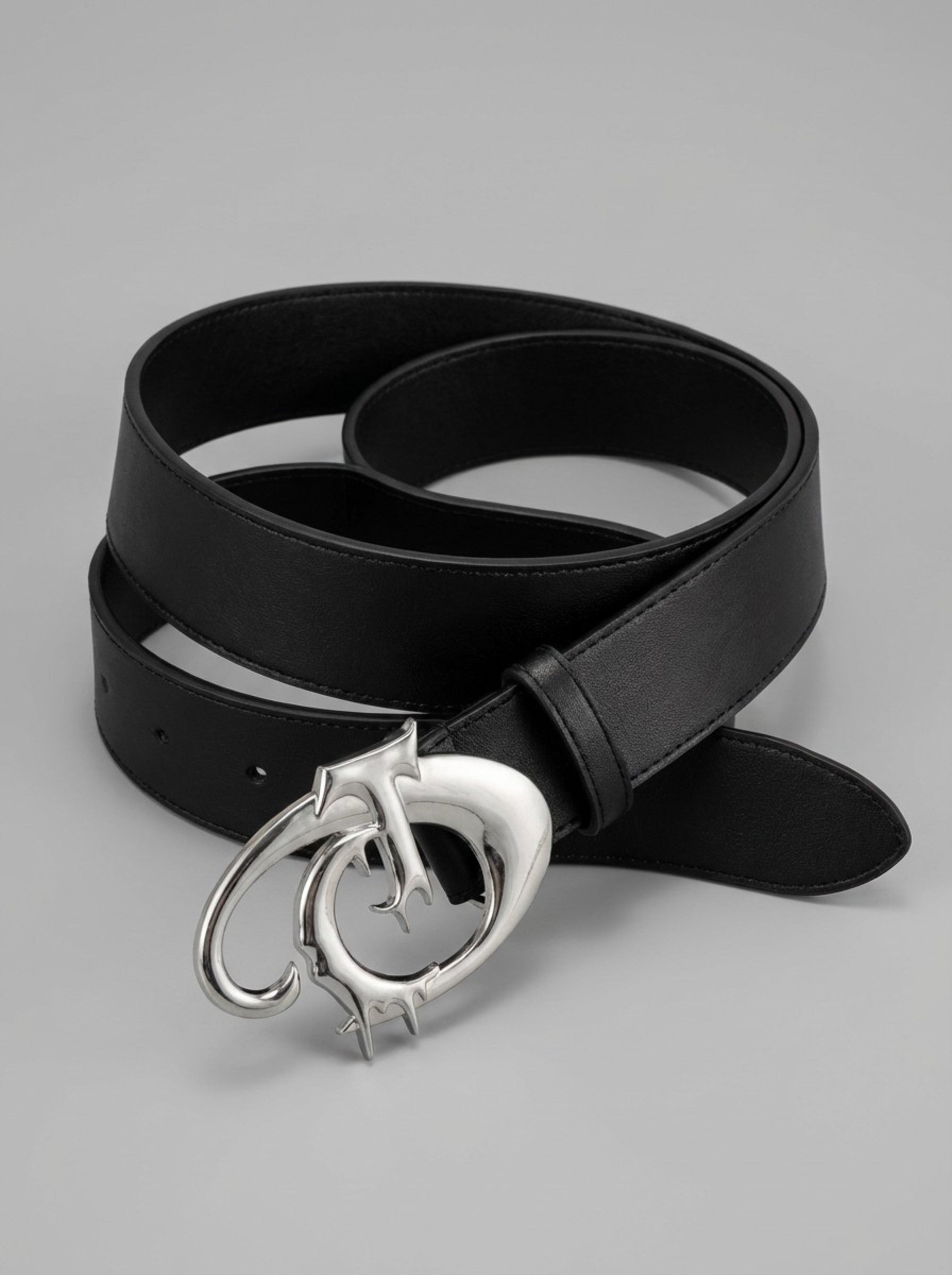 Men's Avant-Garde "Thorned Chrome" Leather Belt — Sculptural Statement Edition