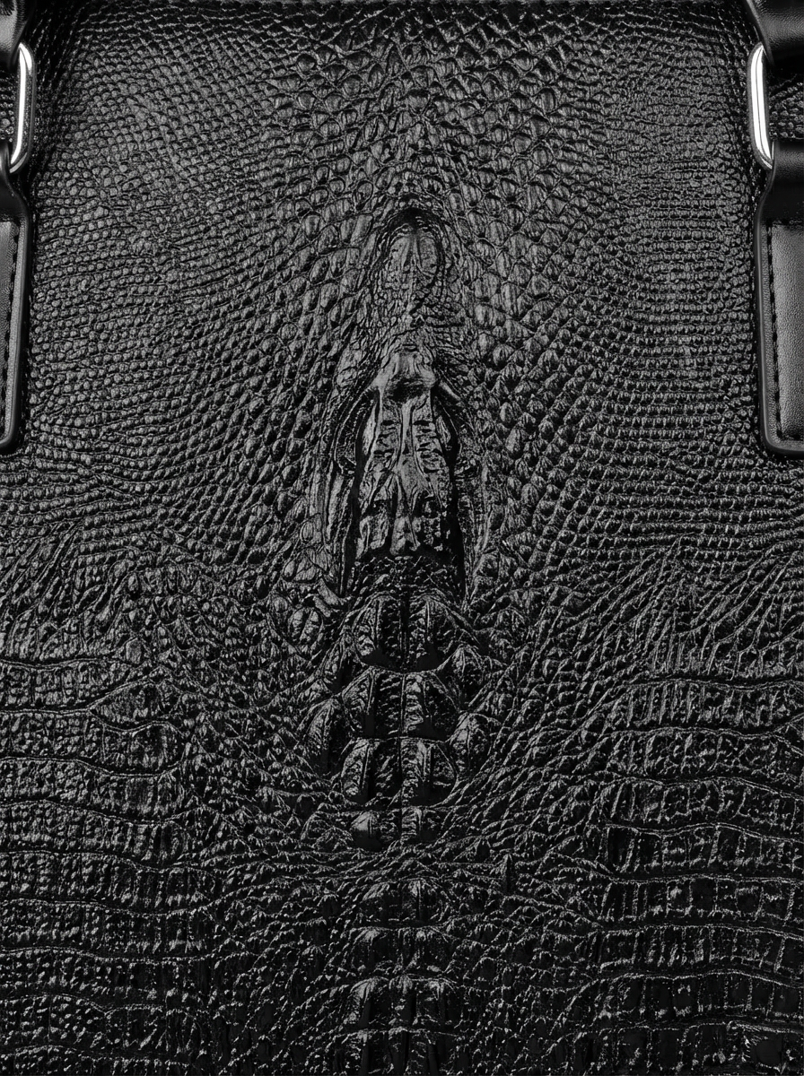 Men's 3D Crocodile-Embossed Executive Briefcase — Onyx Black