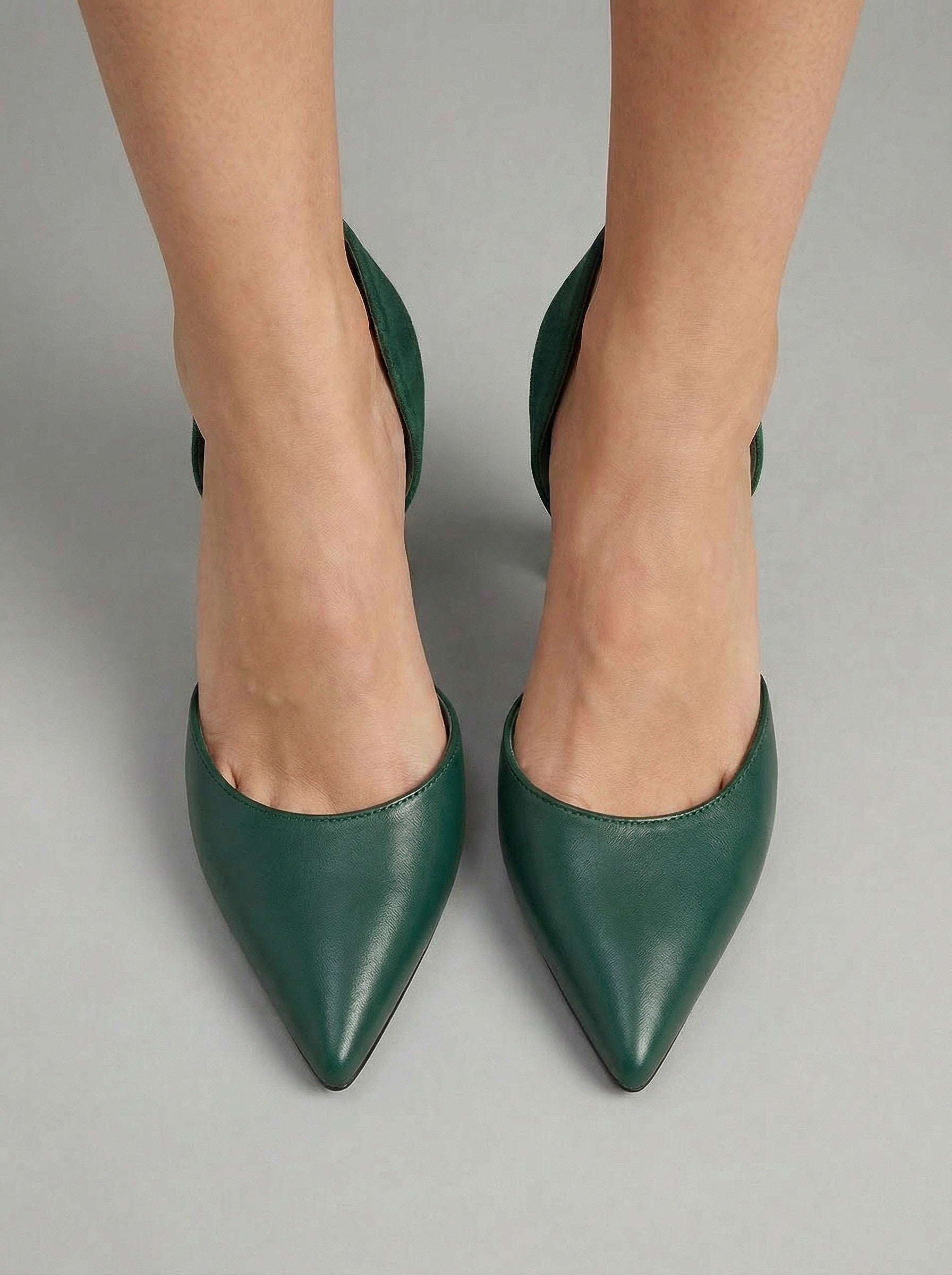 Women's Emerald Sculptural d'Orsay Pumps — Leather & Suede Mix