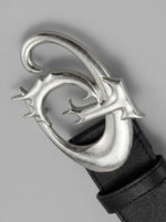 Men's Avant-Garde "Thorned Chrome" Leather Belt — Sculptural Statement Edition