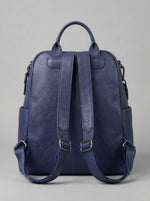 Navy Blue Pebbled Leather City Backpack