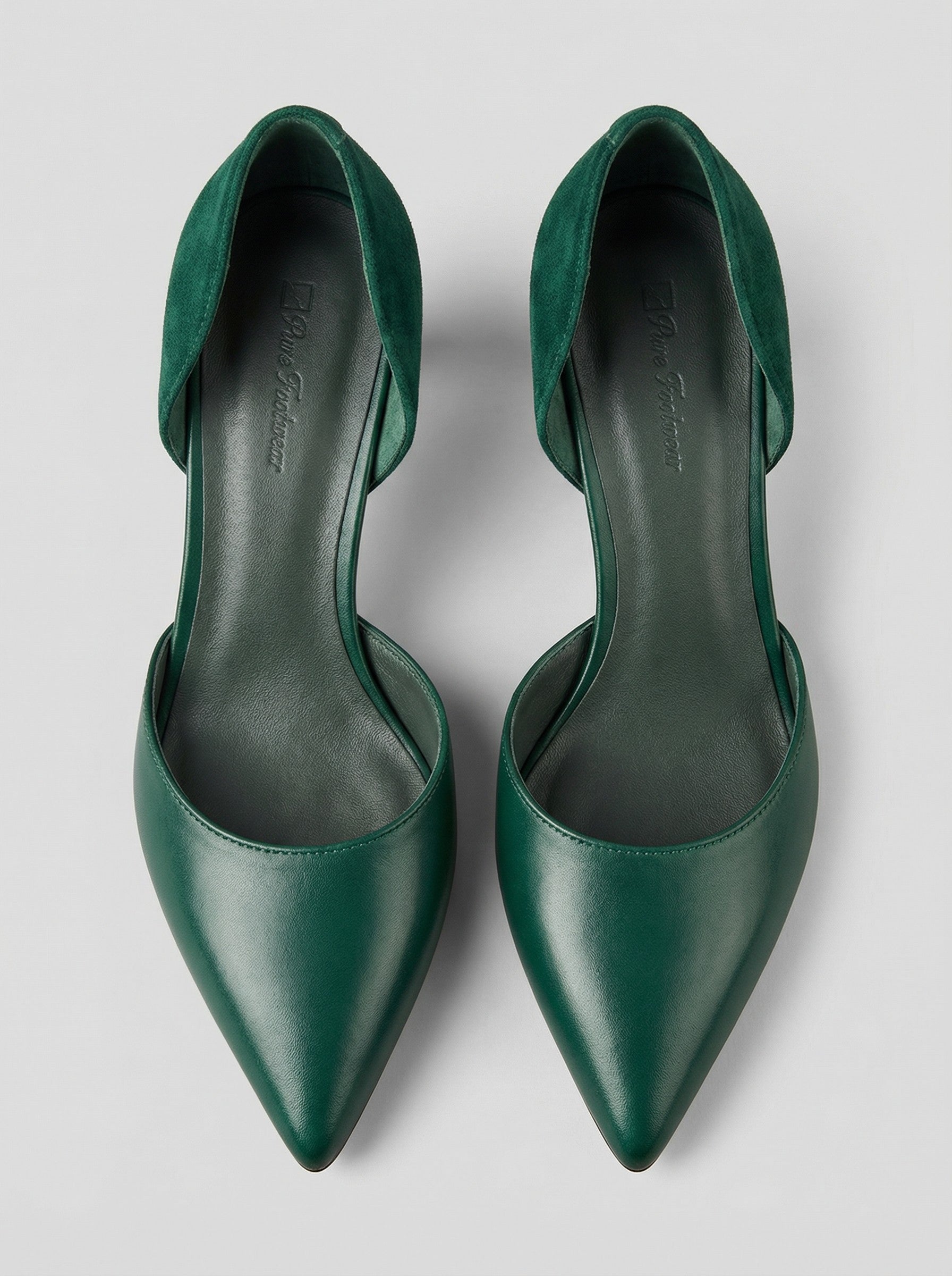 Women's Emerald Sculptural d'Orsay Pumps — Leather & Suede Mix