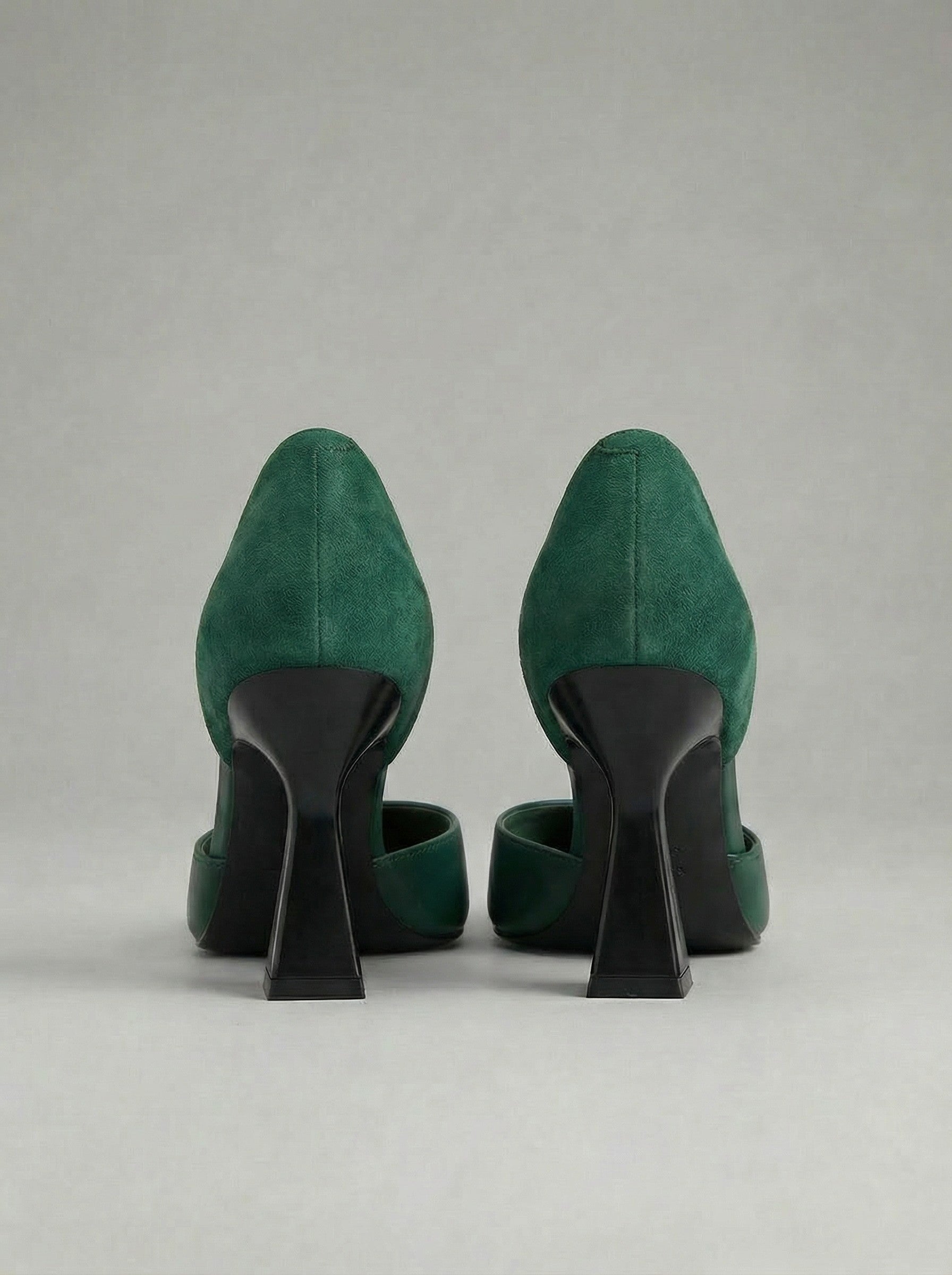 Women's Emerald Sculptural d'Orsay Pumps — Leather & Suede Mix