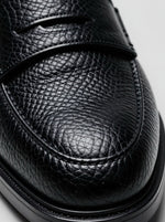 Men's Chunky Black Textured Penny Loafers