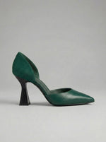 Women's Emerald Sculptural d'Orsay Pumps — Leather & Suede Mix