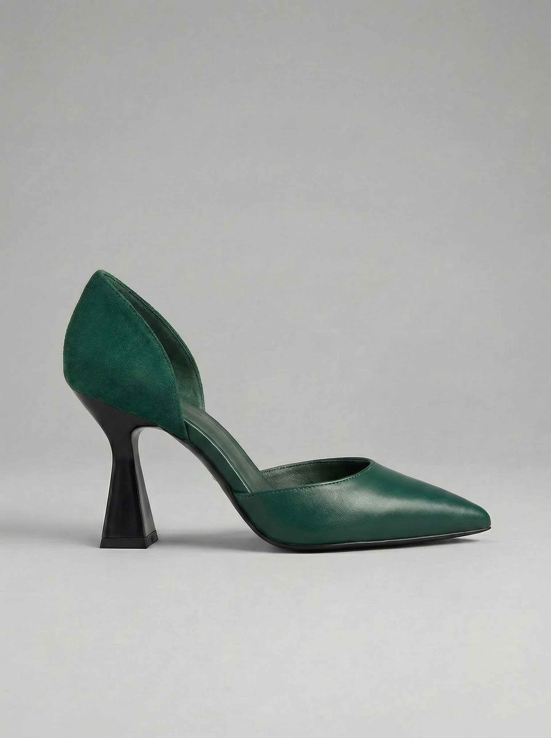 Women's Emerald Sculptural d'Orsay Pumps — Leather & Suede Mix