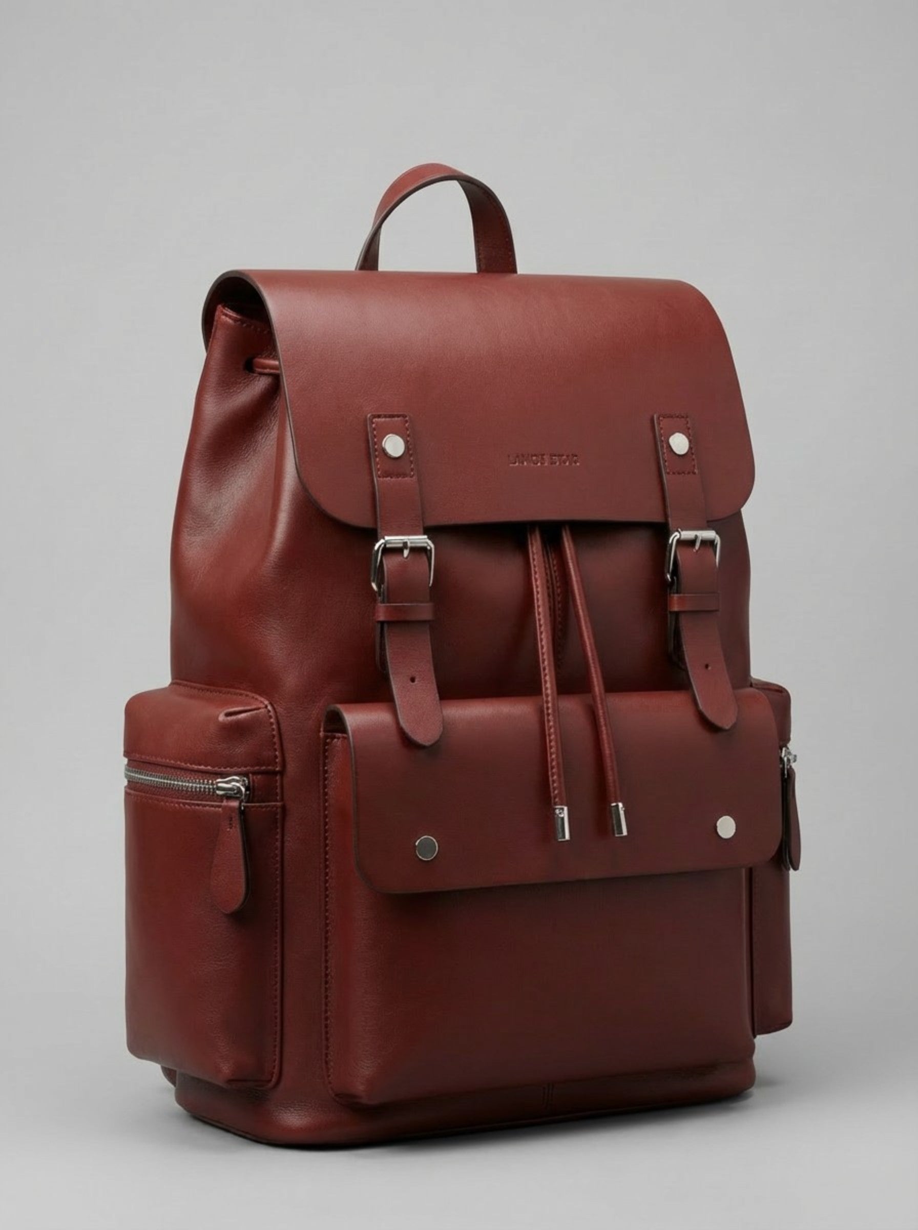 Men's Heritage Leather Rucksack — Deep Burgundy "Lancy Beas" Edition