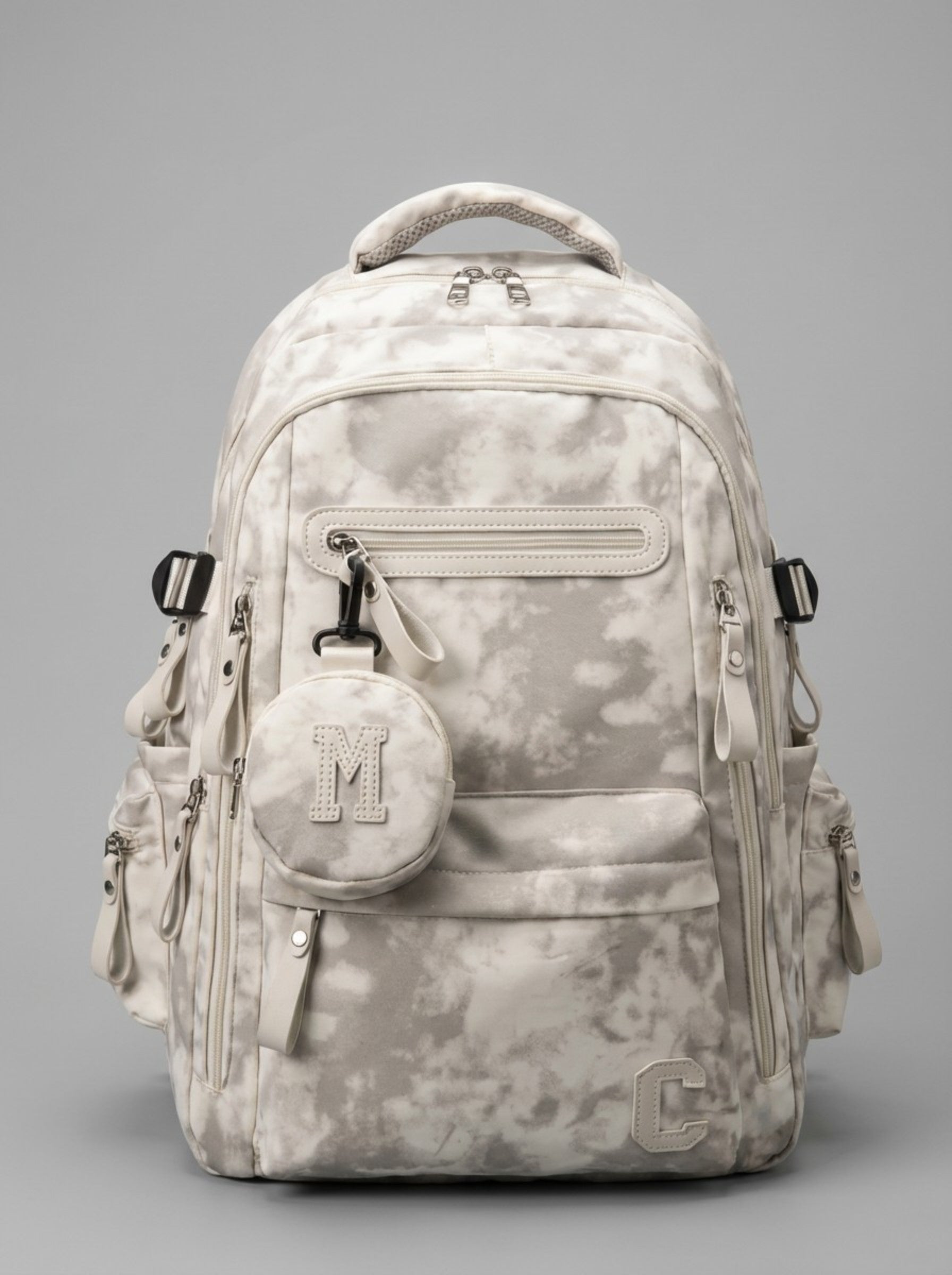"Marble Cloud" Multi-Pocket Urban Tech Backpack with Signature Pouch