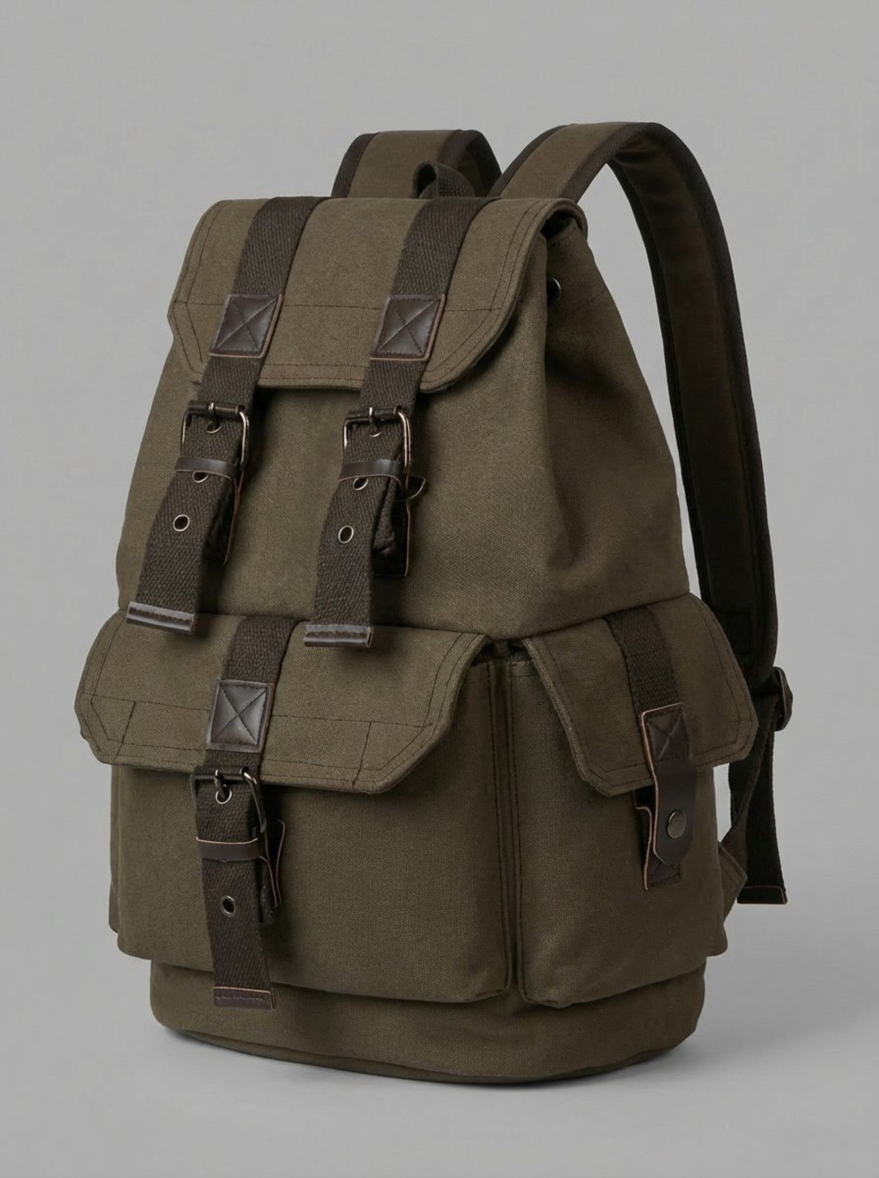 Men's Vintage Military Canvas Rucksack — Olive Drab